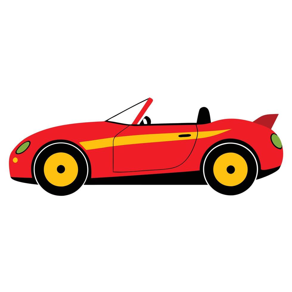A red sports car with yellow stripes on the side vector