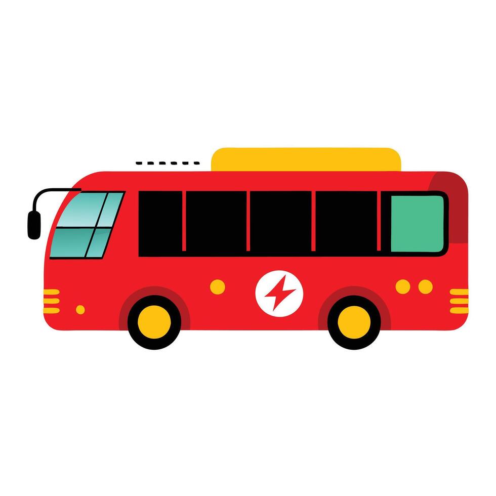 A red bus with a yellow stripe on the side vector