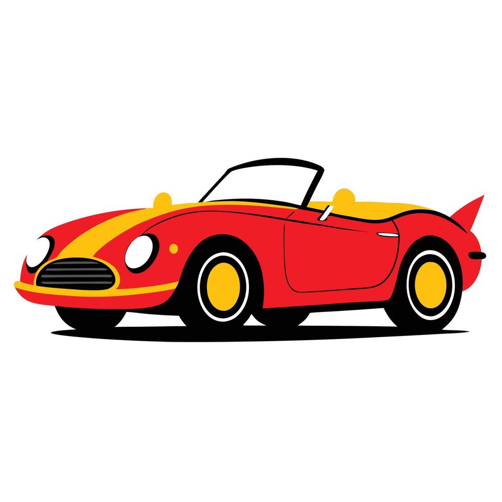 A cartoon red sports car on a white background vector