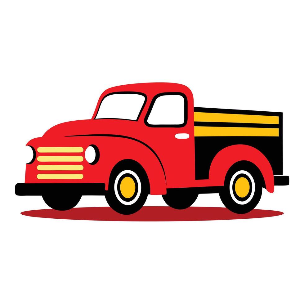 A cartoon red truck on a white background vector