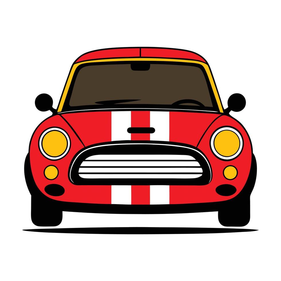A red car with stripes on the hood vector