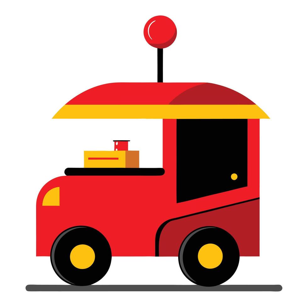 A red truck with a red roof and yellow top vector