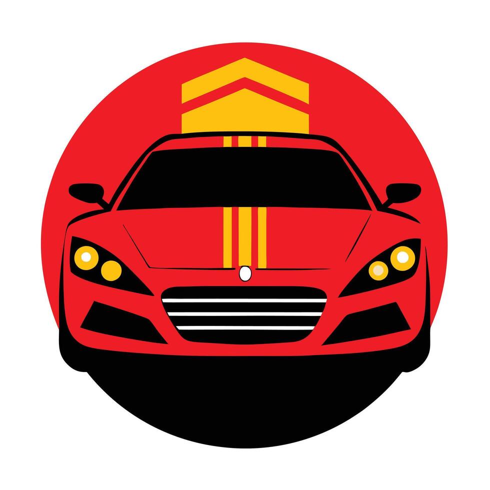 A red sports car with yellow stripes on it vector