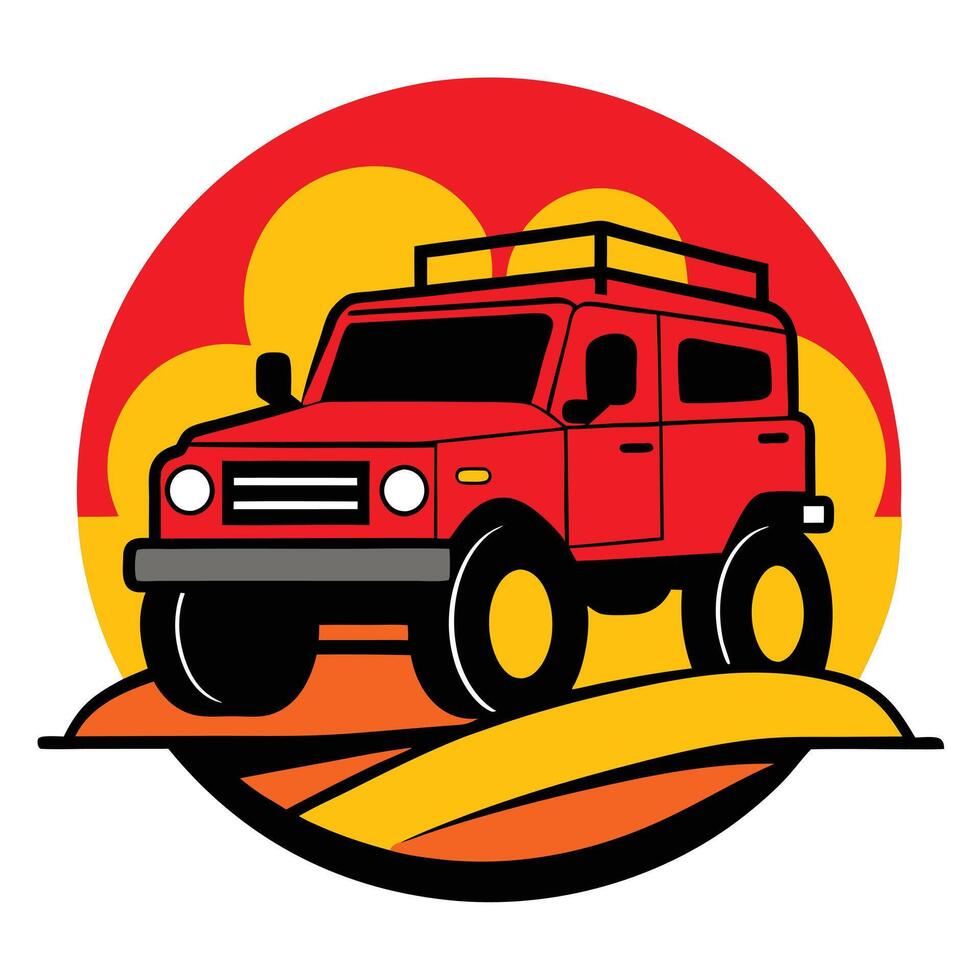 An off road vehicle with a roof rack on top vector