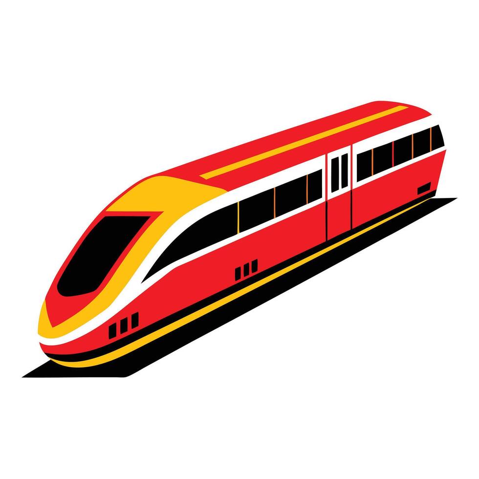 A red and yellow train on a white background vector
