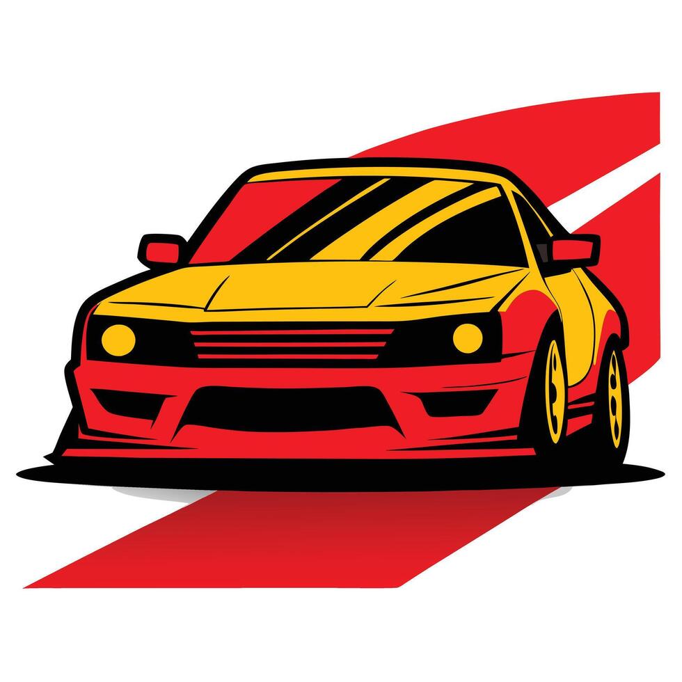 A red and yellow sports car on a white background vector