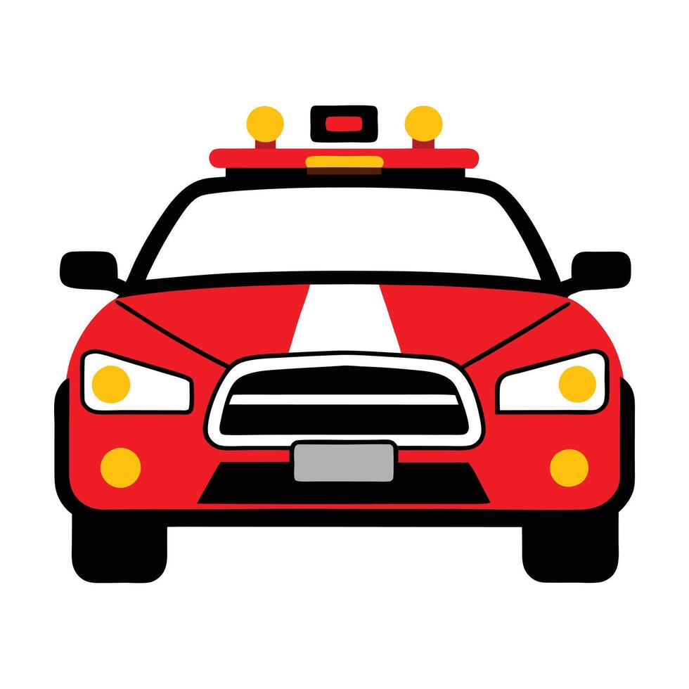 A red police car with lights on top vector