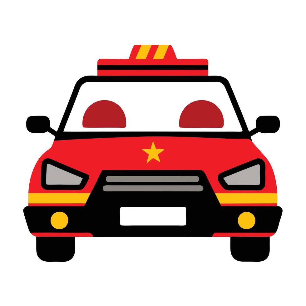 A red car with a star on the hood vector