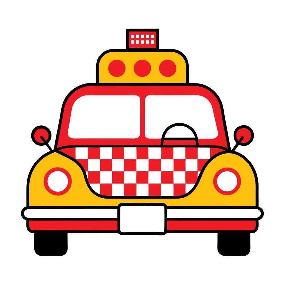 A cartoon car with a checkered pattern on the roof vector