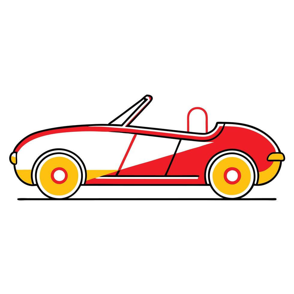 A red and white sports car with a yellow stripe vector