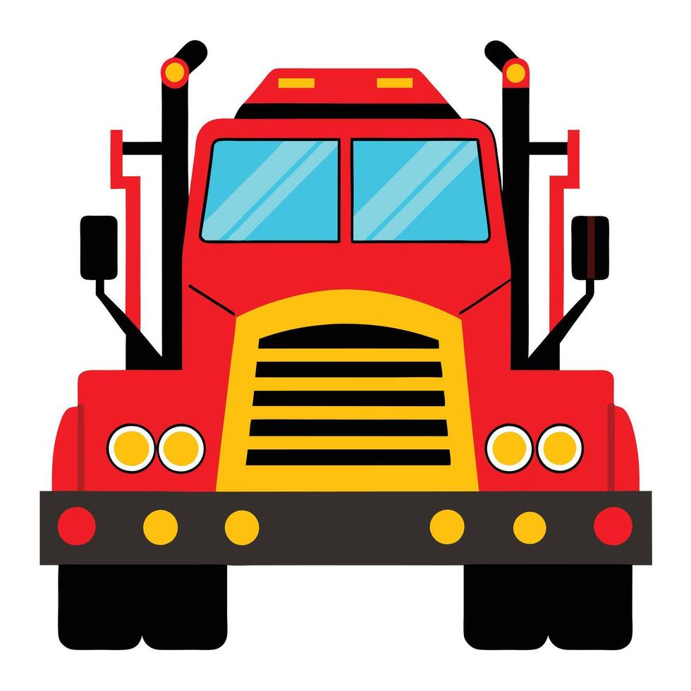 A red and yellow truck on a white background vector