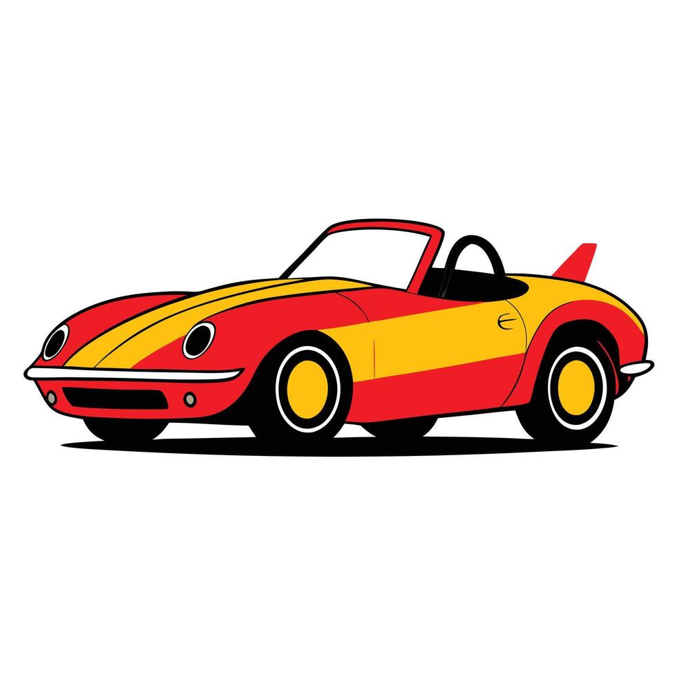 A cartoon red and yellow sports car vector