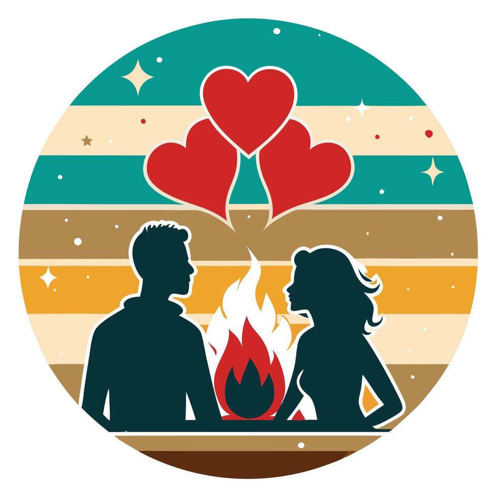Couple in love with fire vector