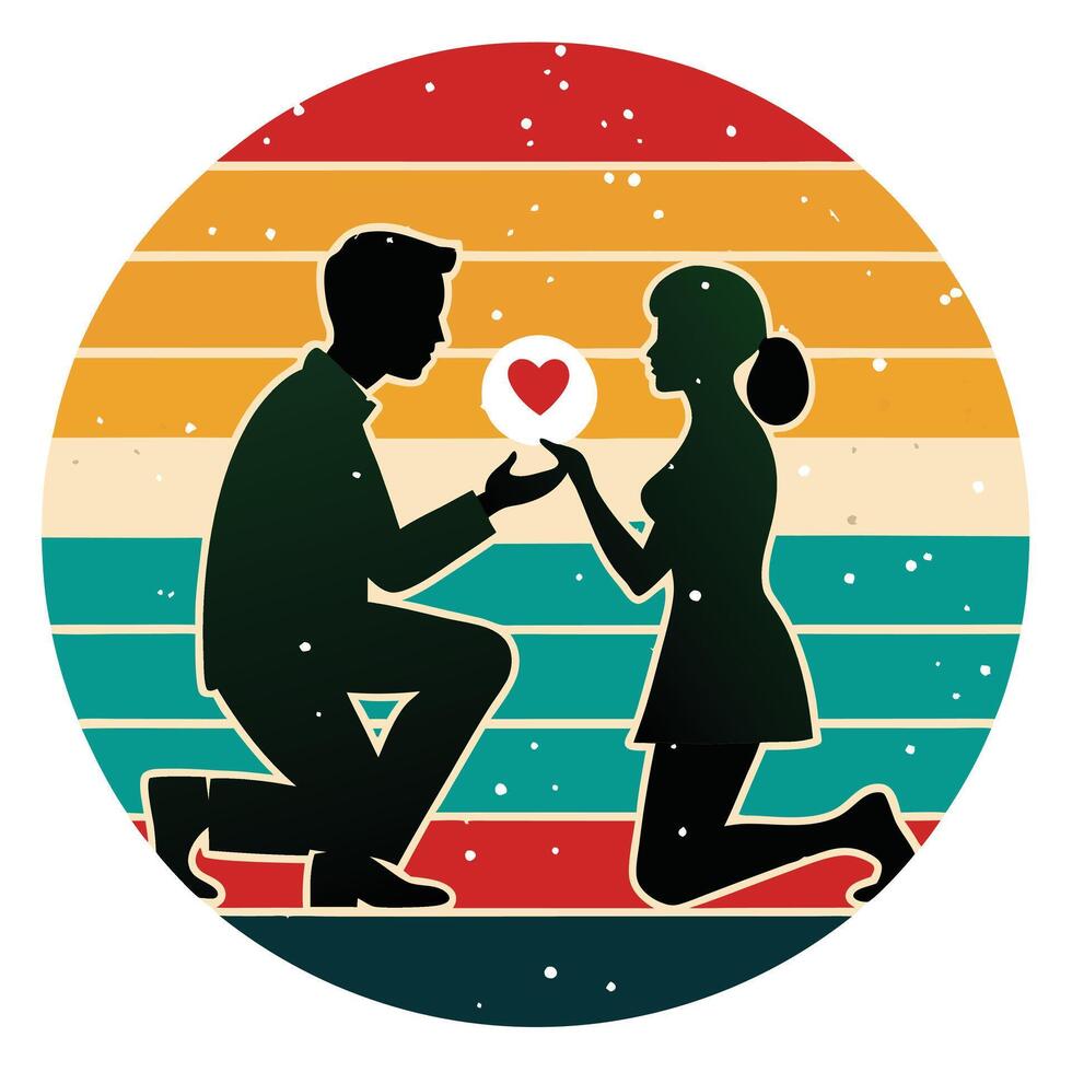 A man kneeling down with a heart in his hand vector