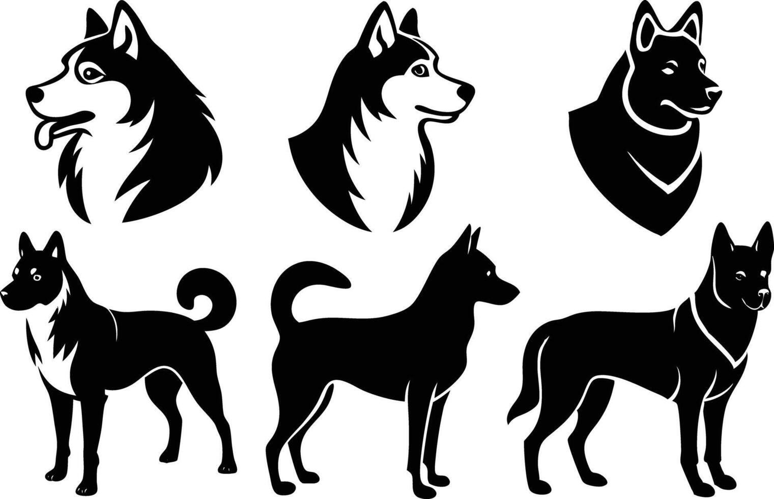 Dog silhouette set illustration vector