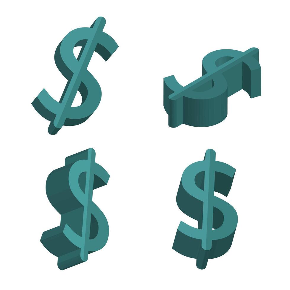 dollar sign icons set isometric illustration vector