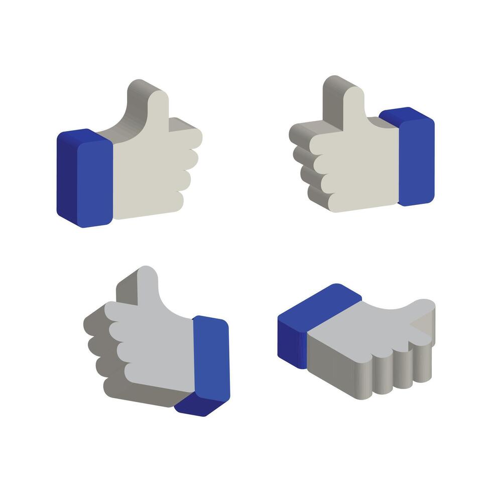 four thumbs up icons in different colors vector