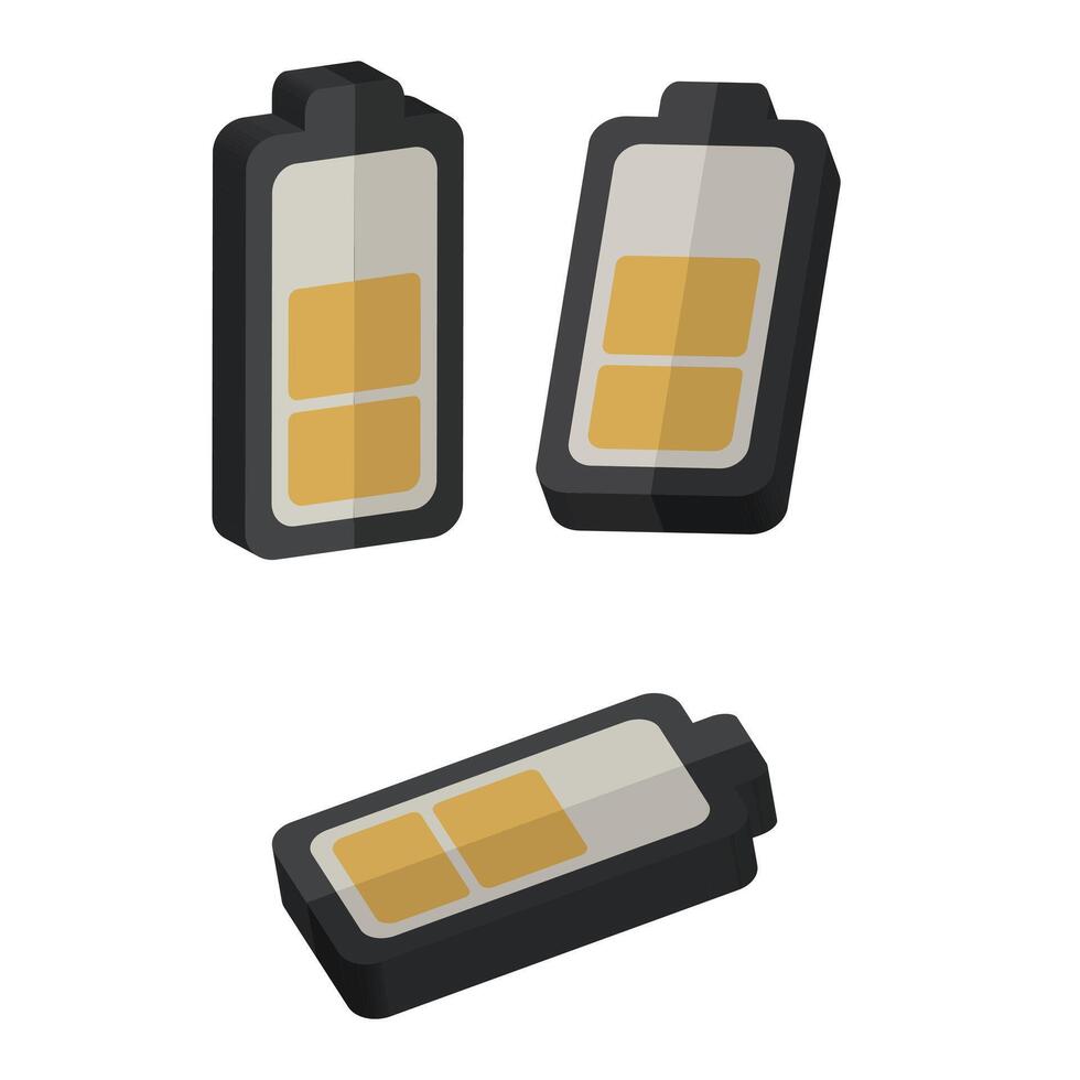three cell phone batteries on a white background vector