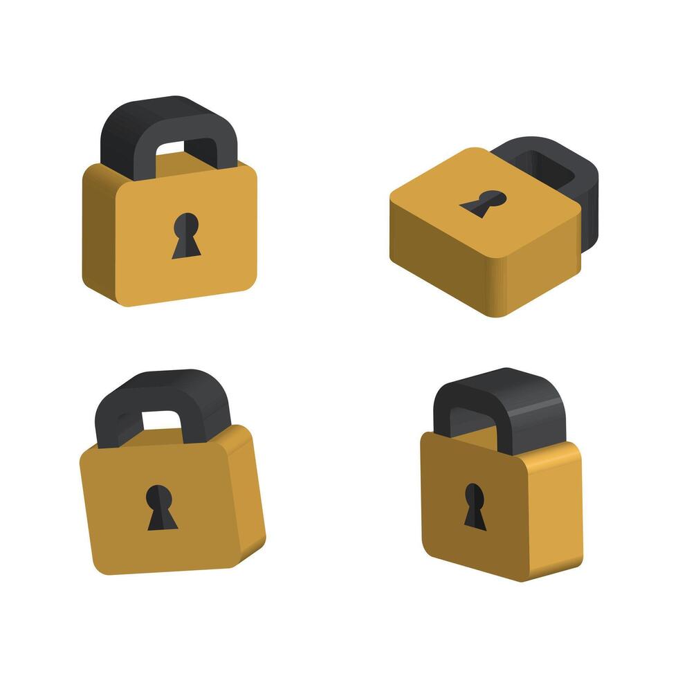 four different padlocks on a white background vector