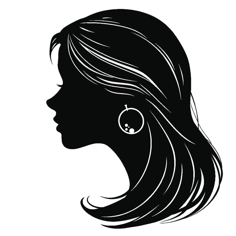 Silhouette of a woman's face with earrings vector