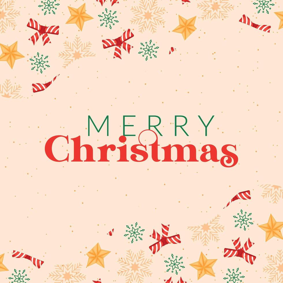 Merry Christmas card with stars and candy canes, vector