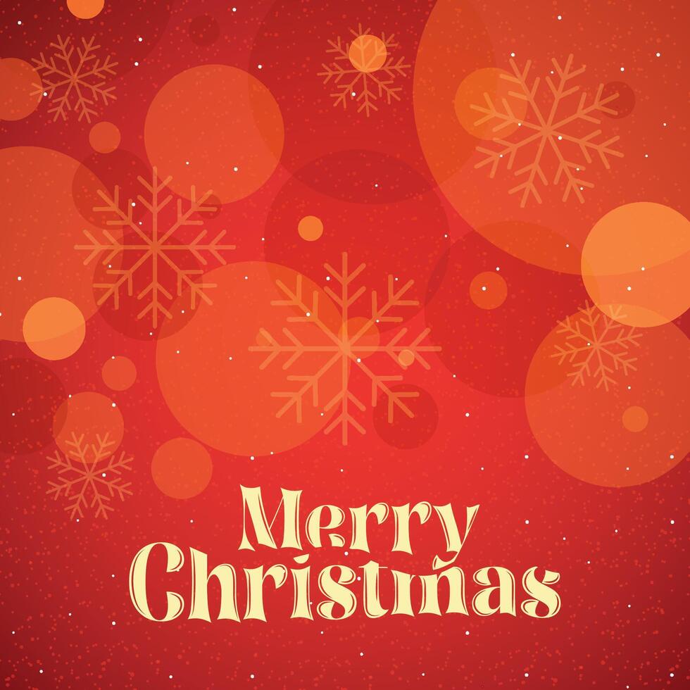 Red Merry Christmas card with golden snowflakes, vector