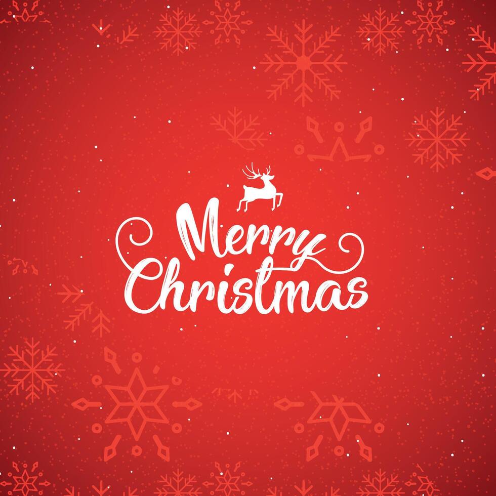 Merry Christmas card with festive reindeer design, vector
