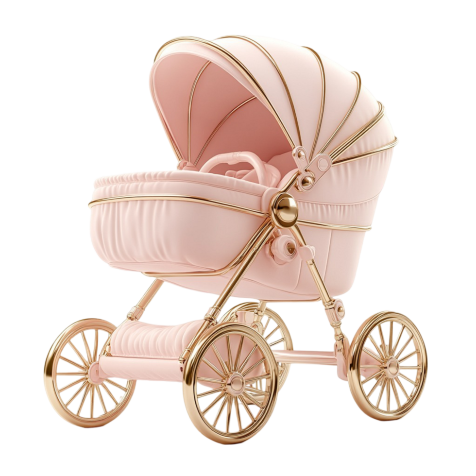 Pink Vintage Baby Pram with Elegant Design png