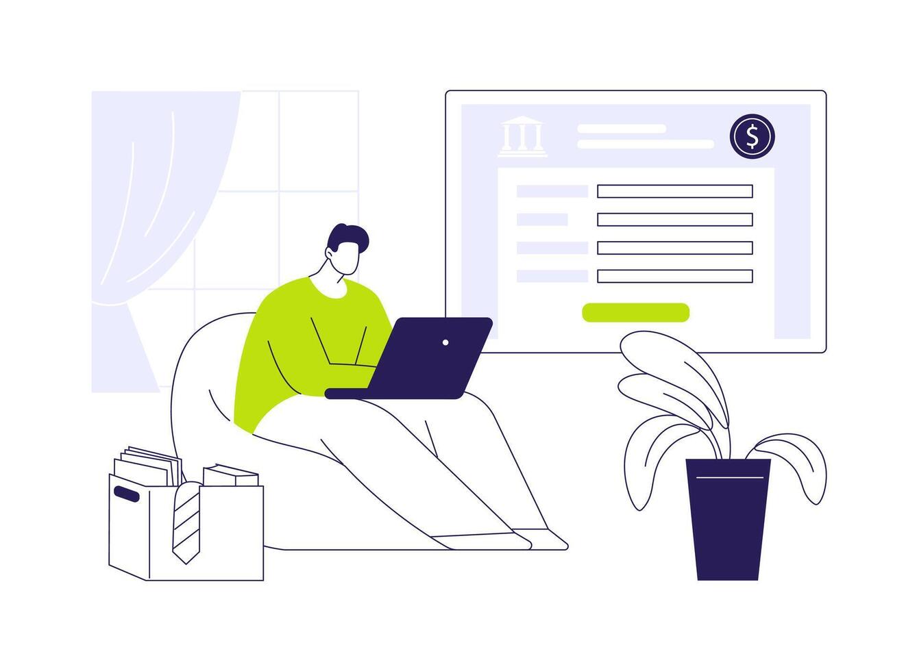 Apply for unemployment benefits abstract concept illustration. vector