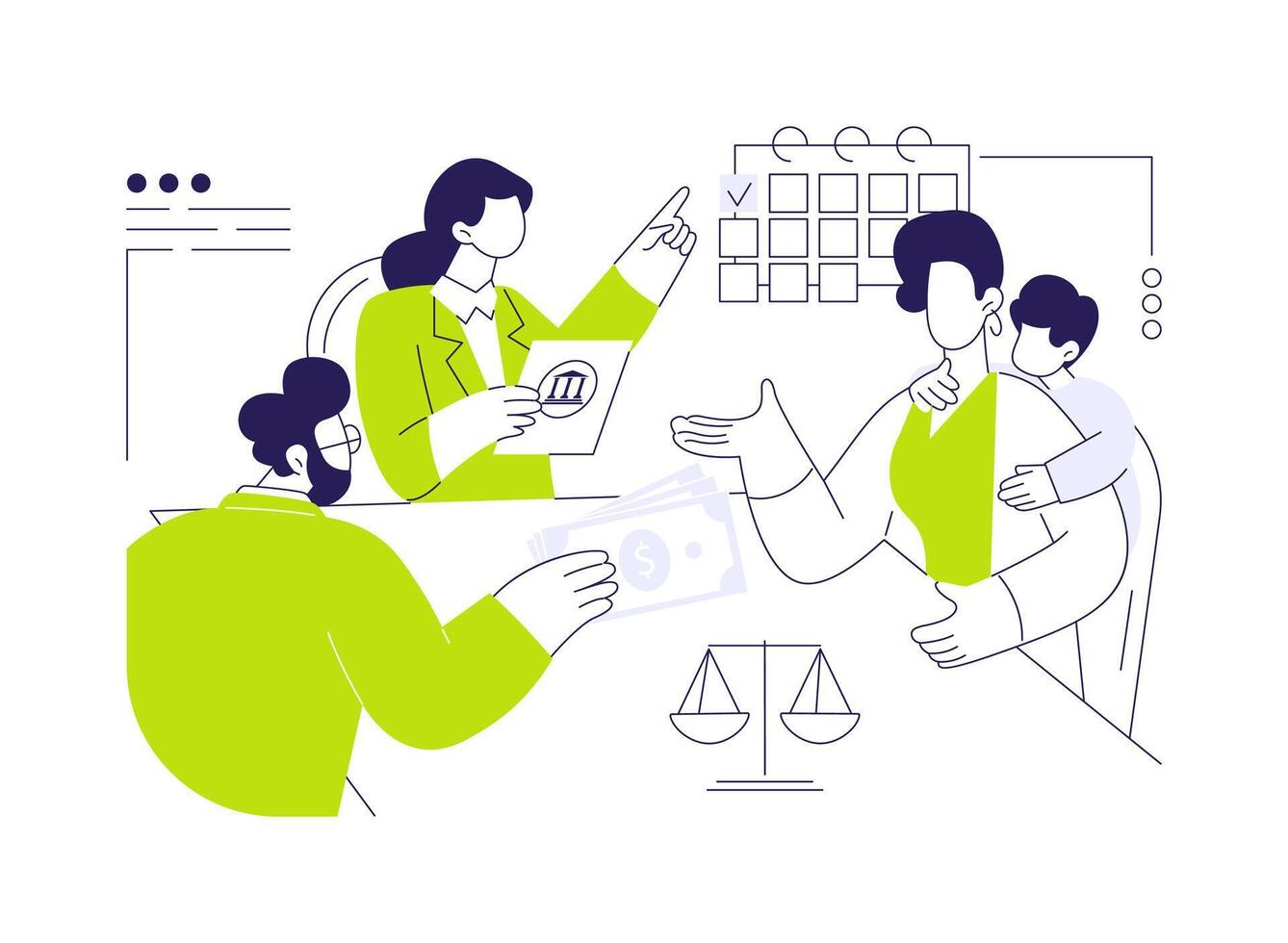 Child support payments abstract concept illustration. vector