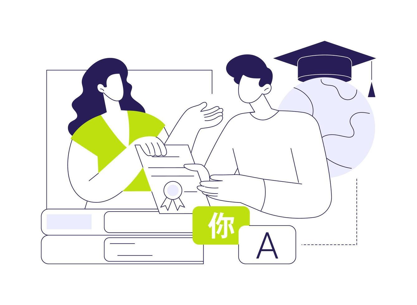 Get language certificate abstract concept illustration. vector