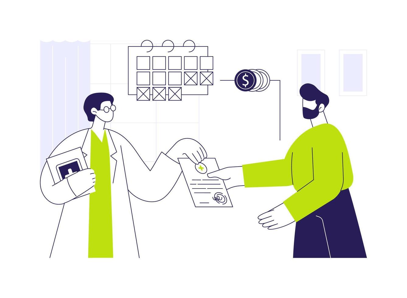 Receive paid sick leave abstract concept illustration. vector