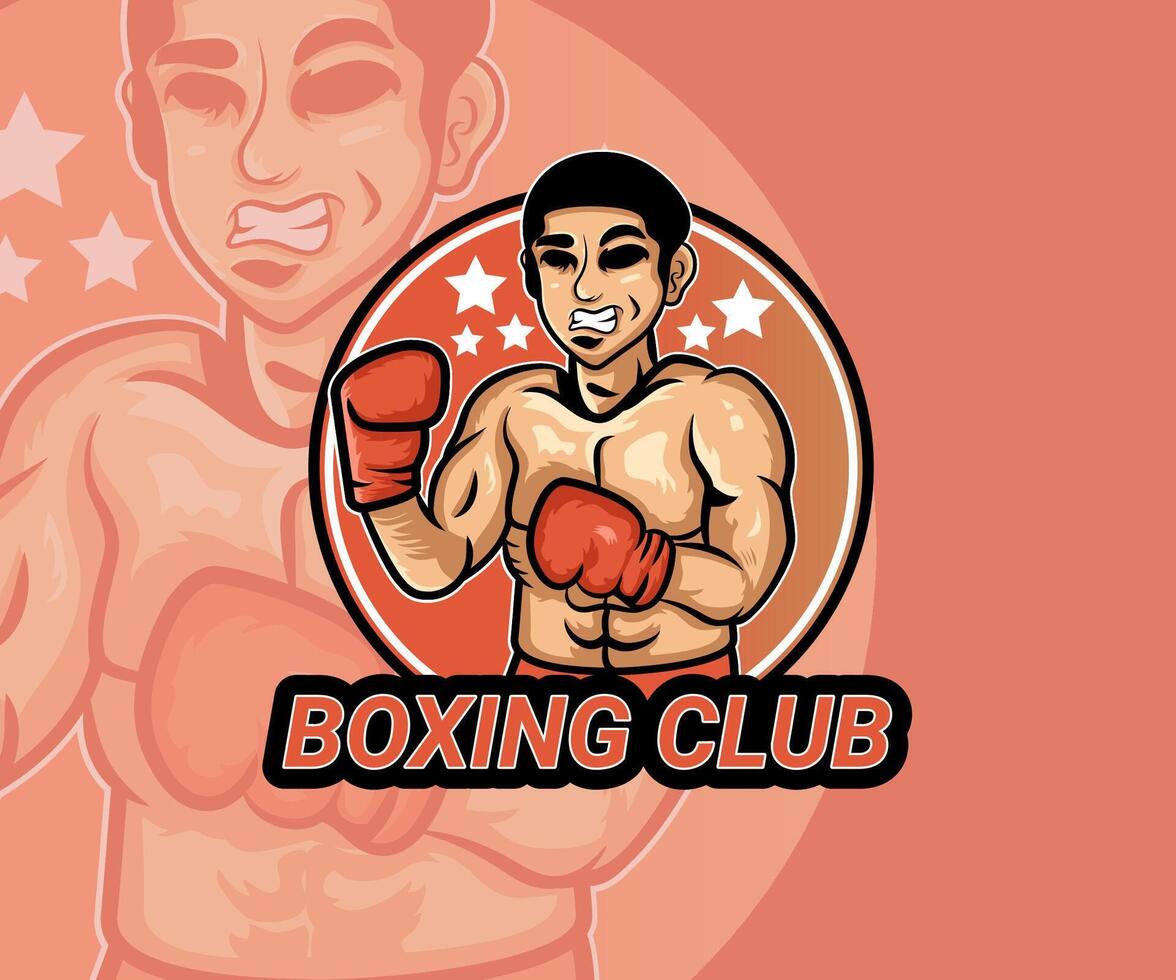 A powerful boxing club logo featuring a determined boxer. Perfect for a gym or team. vector