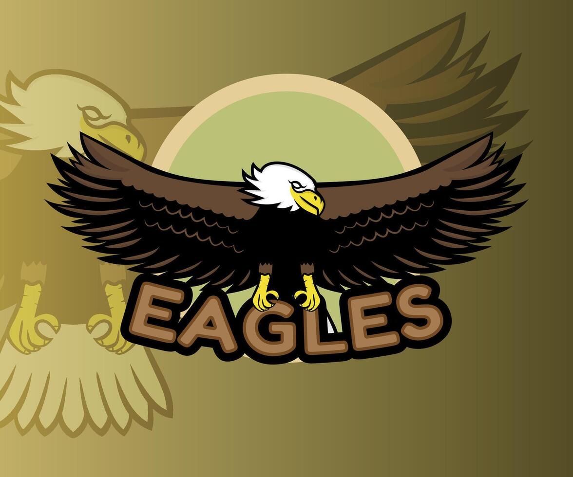 A striking illustration of an eagle with its wings spread, perfect for team logos or nature-themed designs. vector