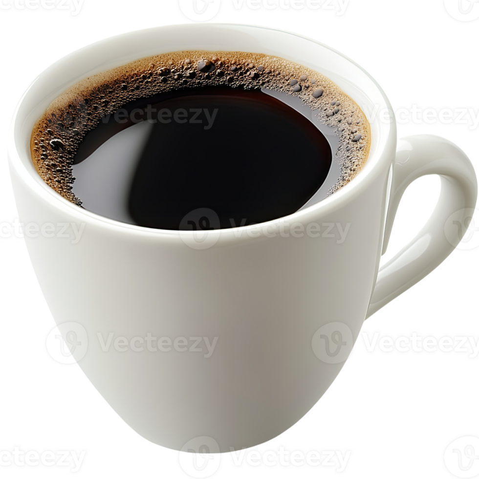 Cup of black coffee isolated on a transparent background, png