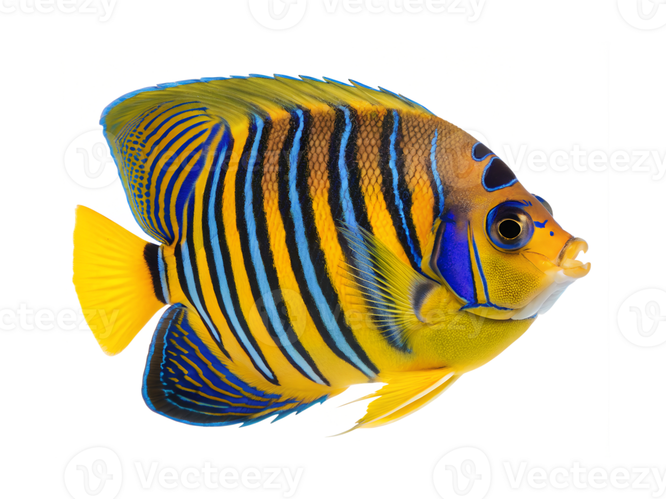 Regal Angelfish, isolated on a transparent background png