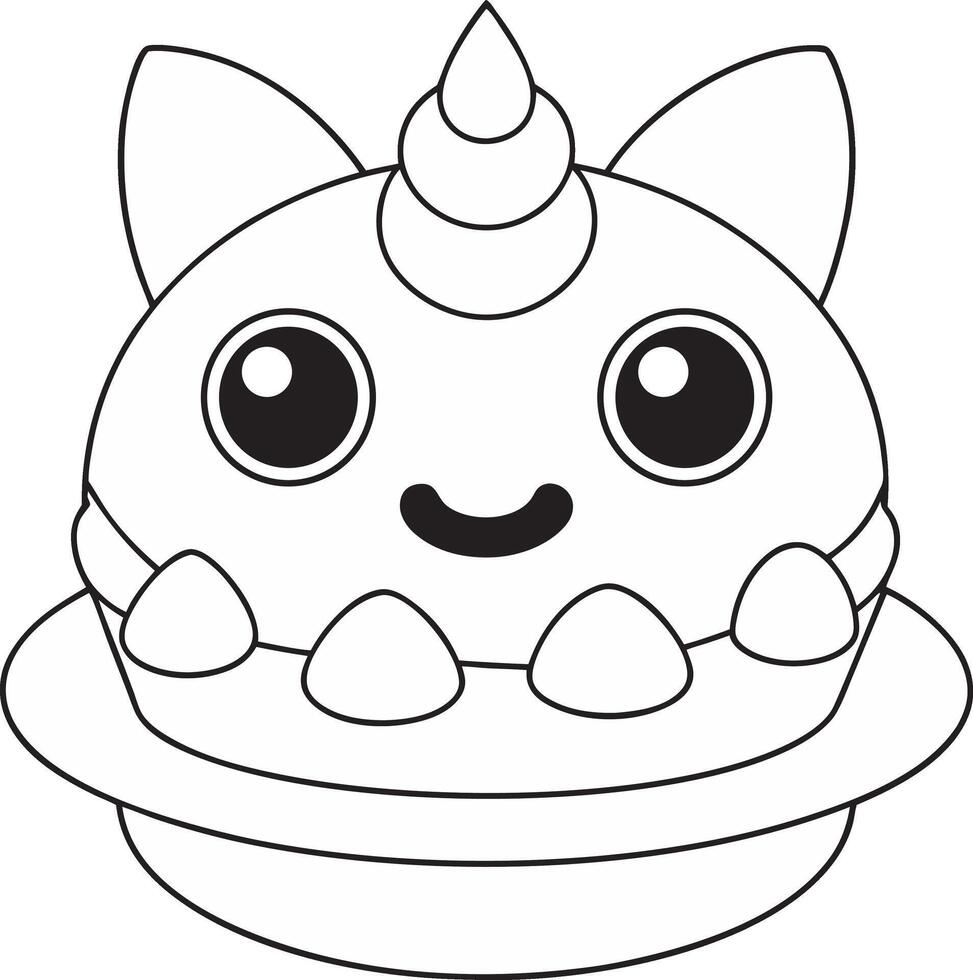 a coloring page with a cat face on top vector