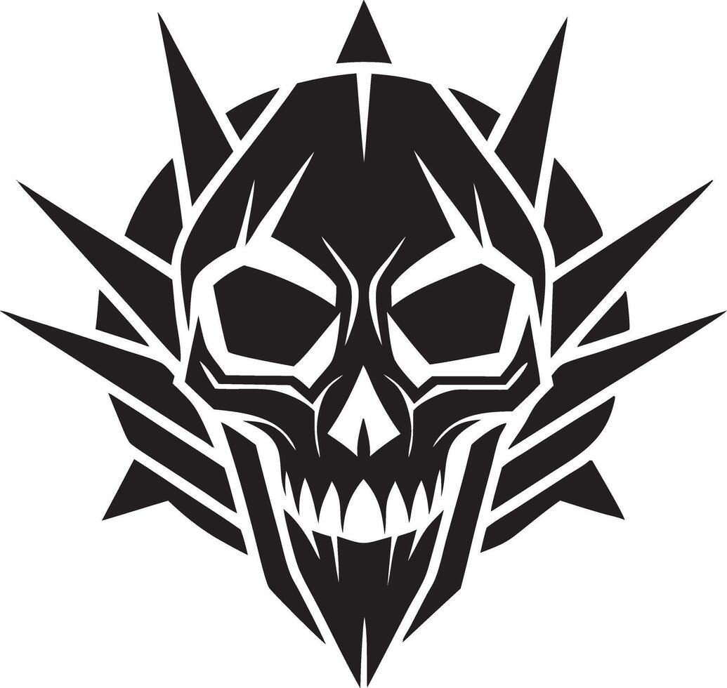 skull with spikes on the head, black and white vector