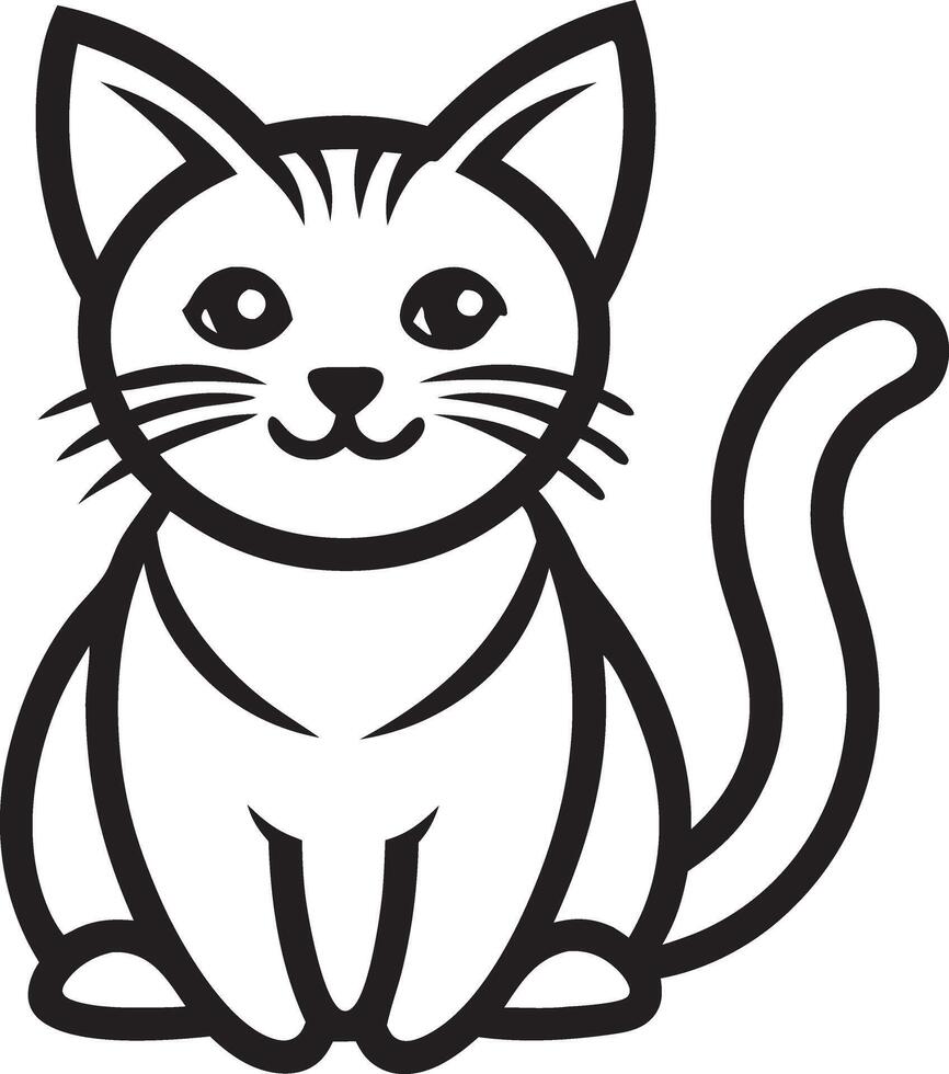 a black and white drawing of a cat vector