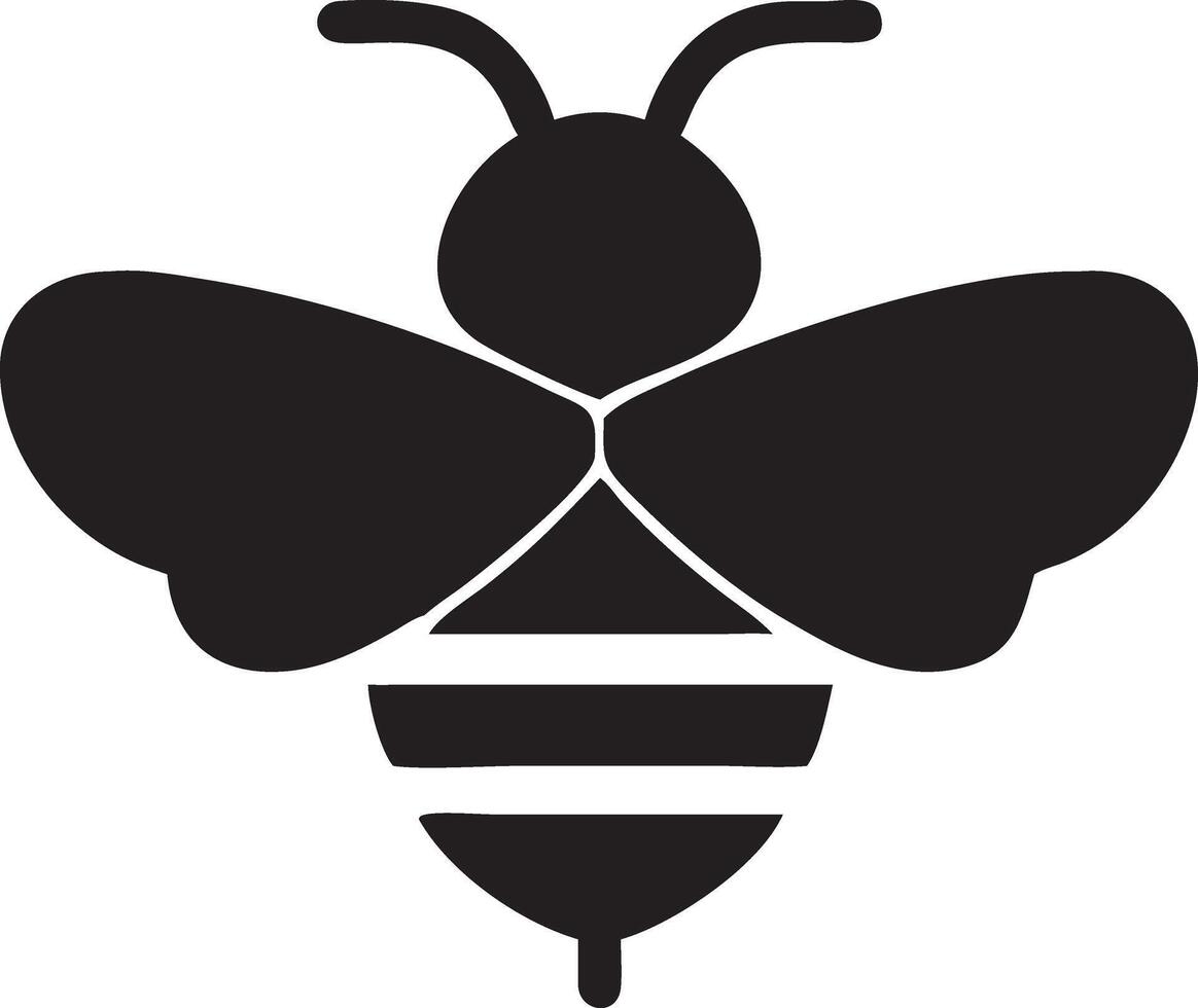 a black and white bee icon on a white background vector
