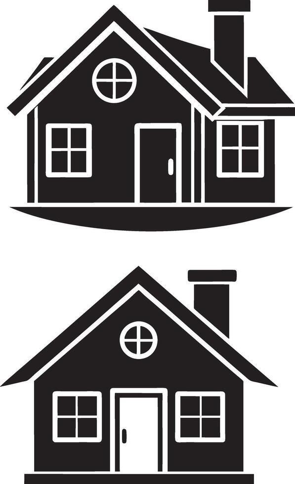two black and white houses on a white background vector