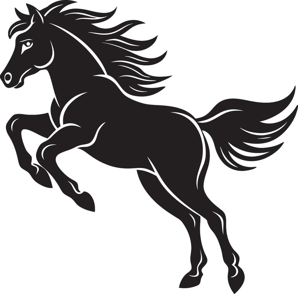 black horse running on white background vector