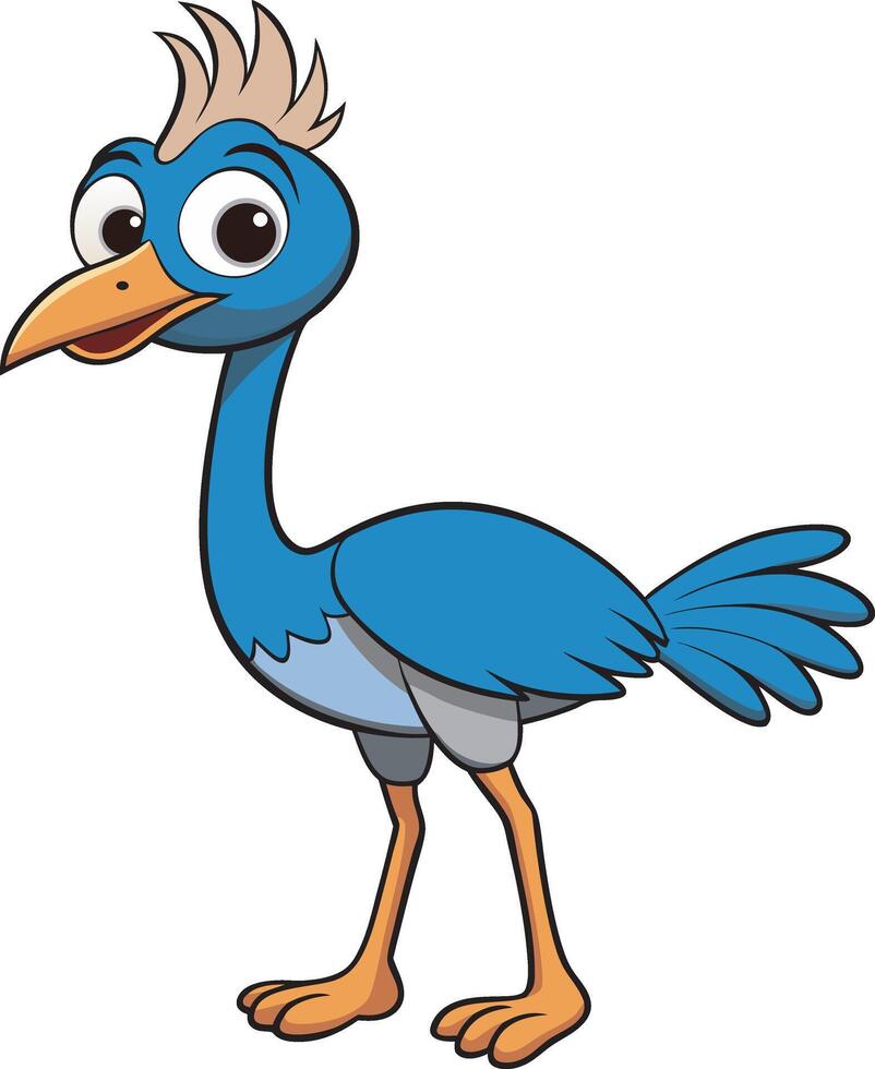 cartoon blue bird with long legs and a long beak vector