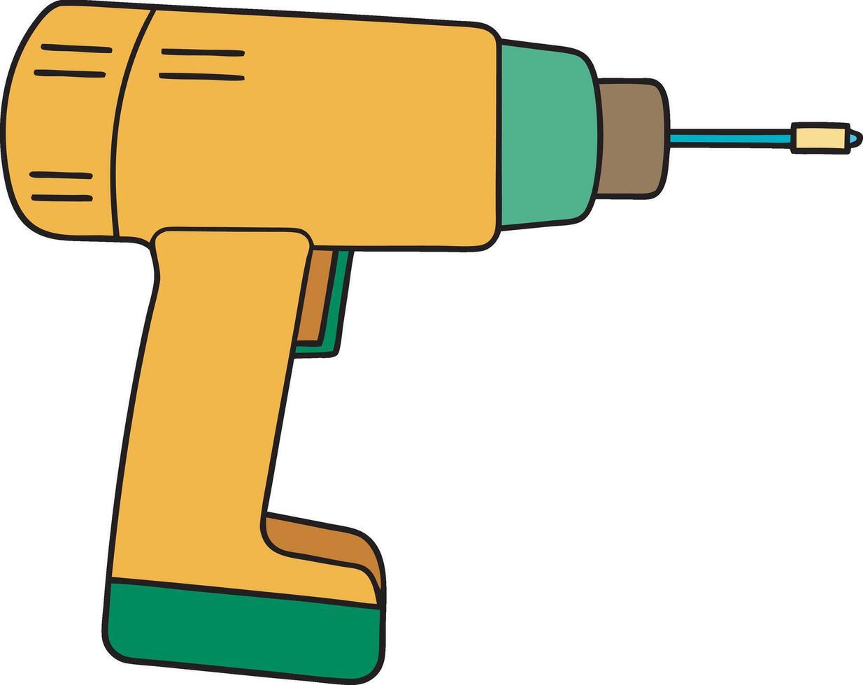 a yellow electric drill with a green handle vector
