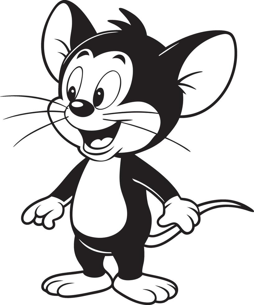 cartoon mouse with big eyes and a smile vector