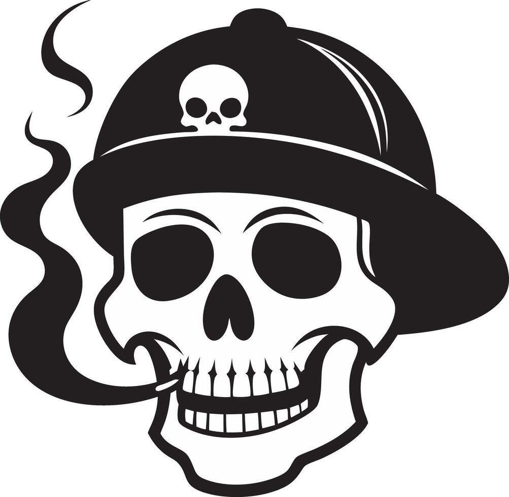 skull with hat smoking cigarette vector