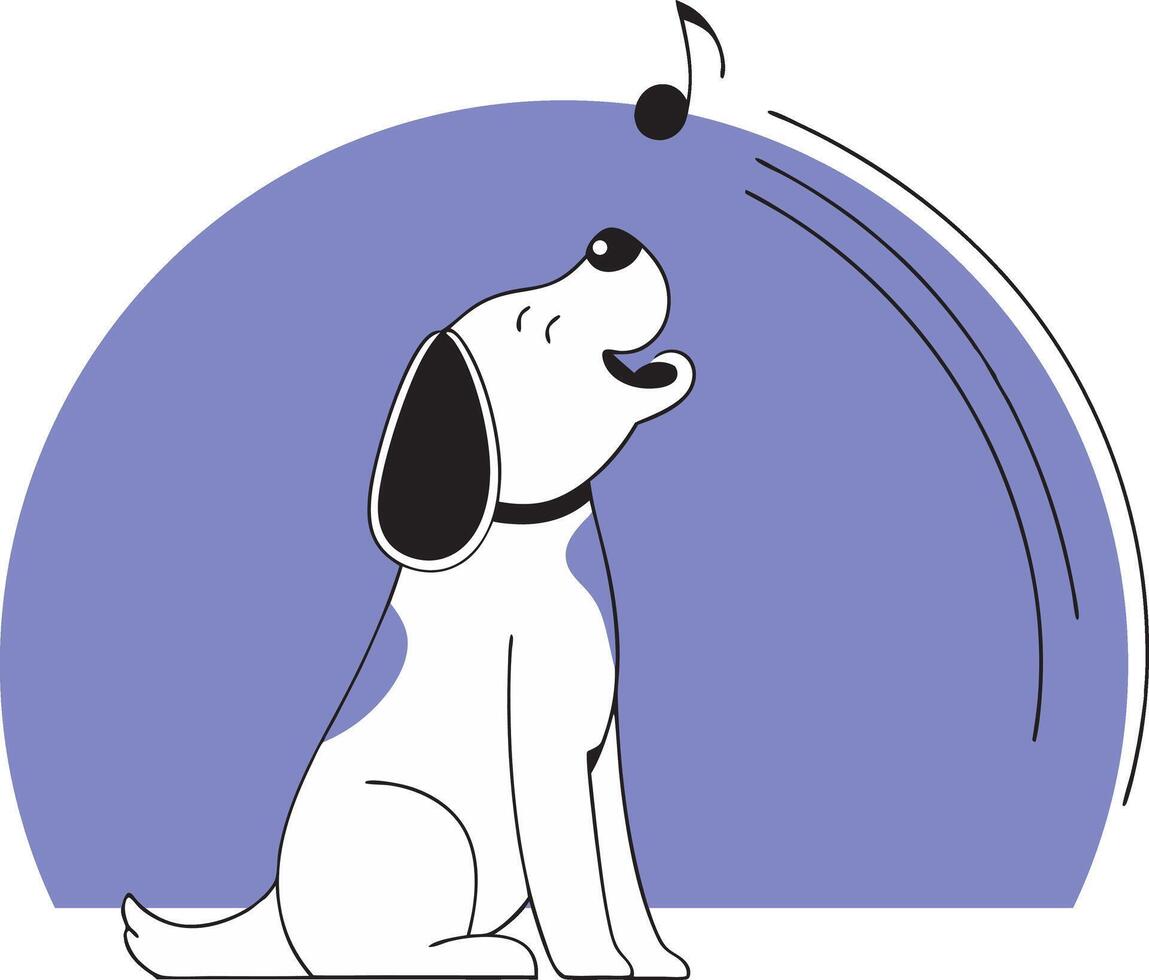 a dog is singing a song with a musical note vector