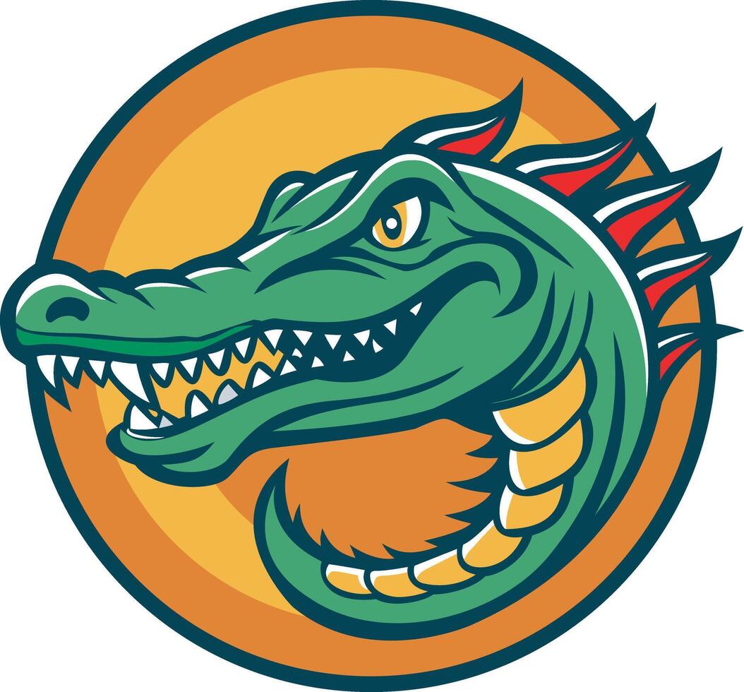an alligator head with a long tail and sharp teeth vector