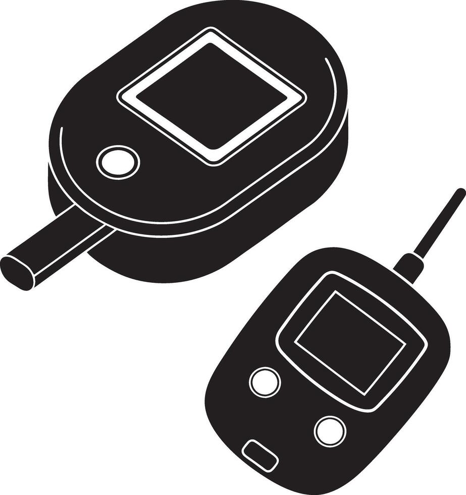 a black and white illustration of a cell phone and a remote control vector