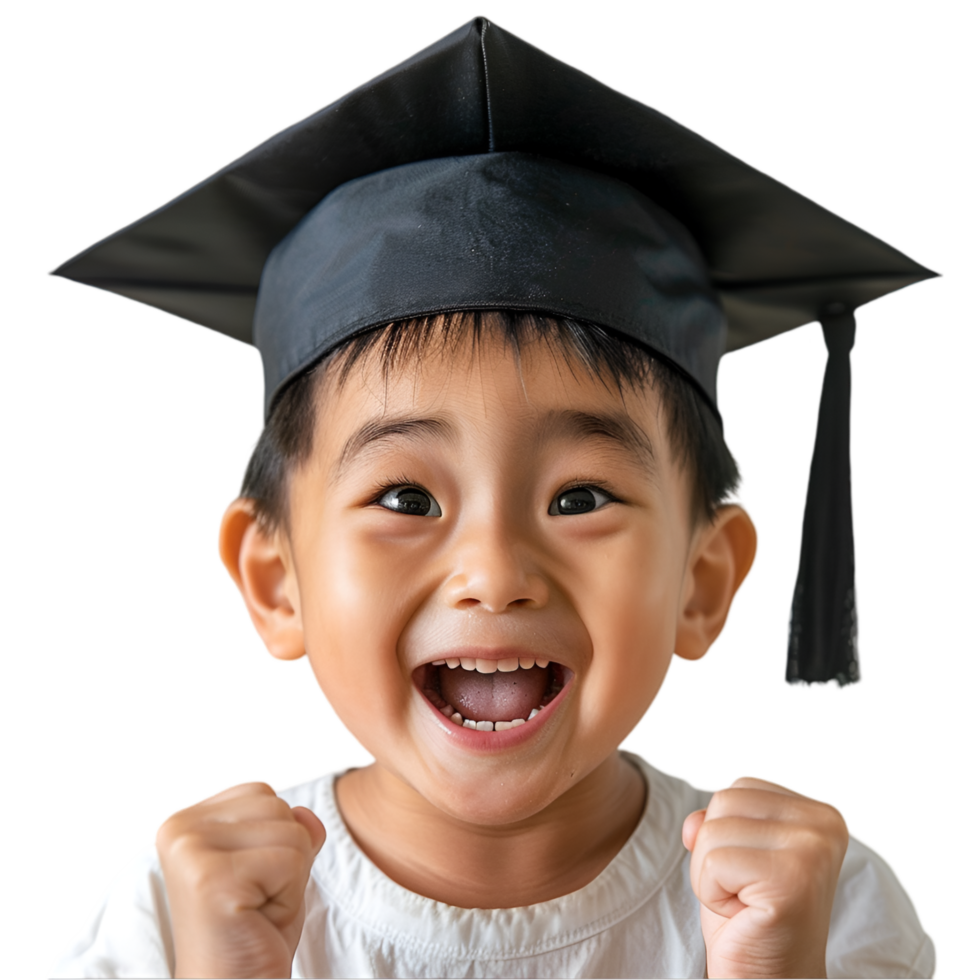 A young boy wearing a graduation cap and gown png